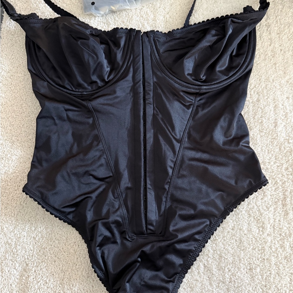 Skims Satin stretch body suit with choker